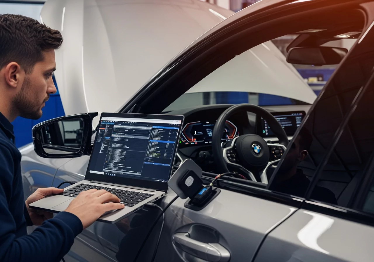 BMW programming and coding in workshop